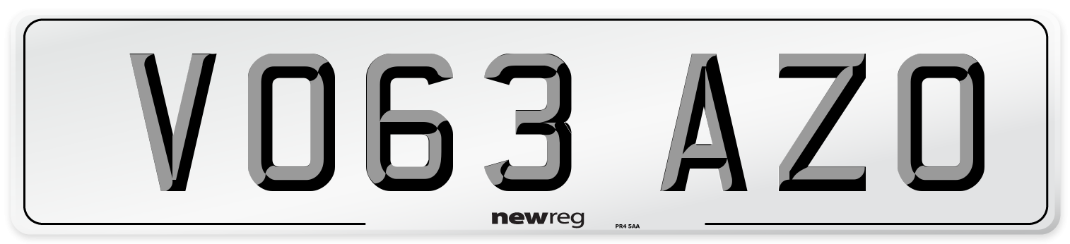 VO63 AZO Number Plate from New Reg